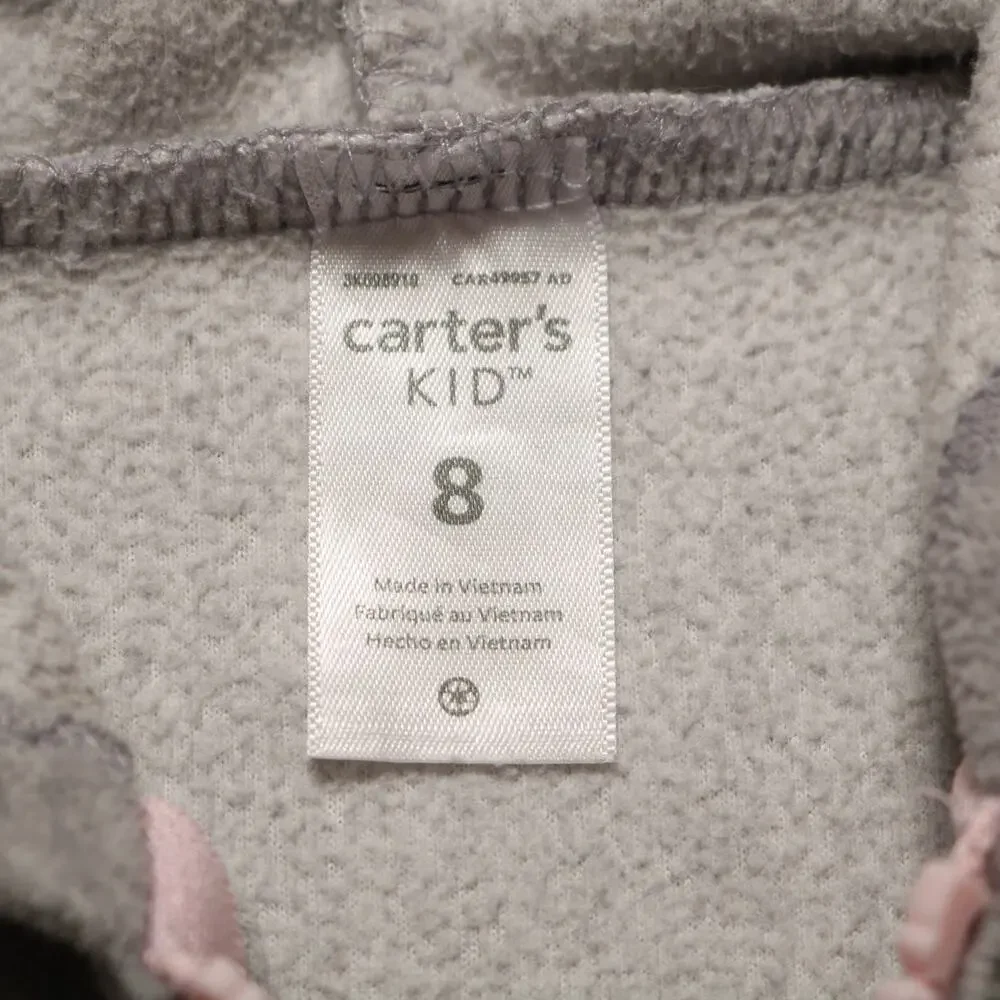4/$20 - Carters Girls Fleece Zip-Up Hoodie Sweatshirt Gray & Pink Size 8